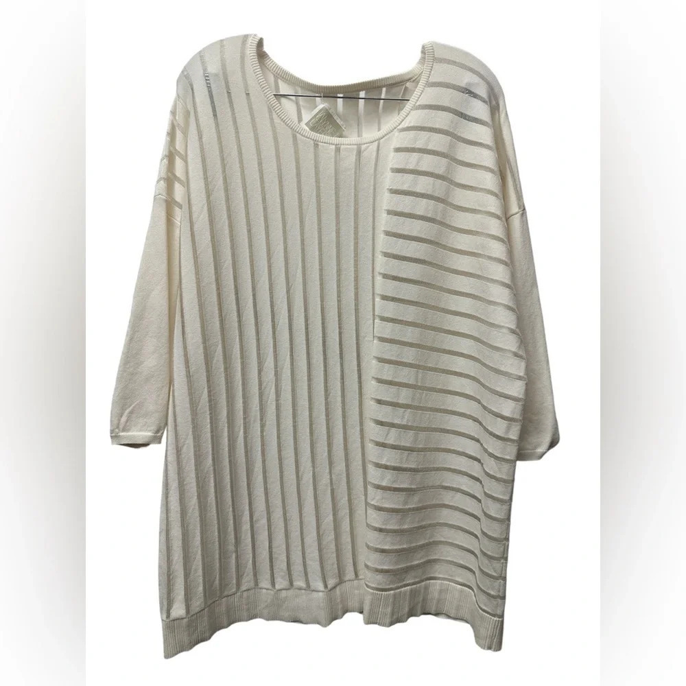Wynne Layers Women’s Off-White Semi Sheer Striped Blouse - Size L